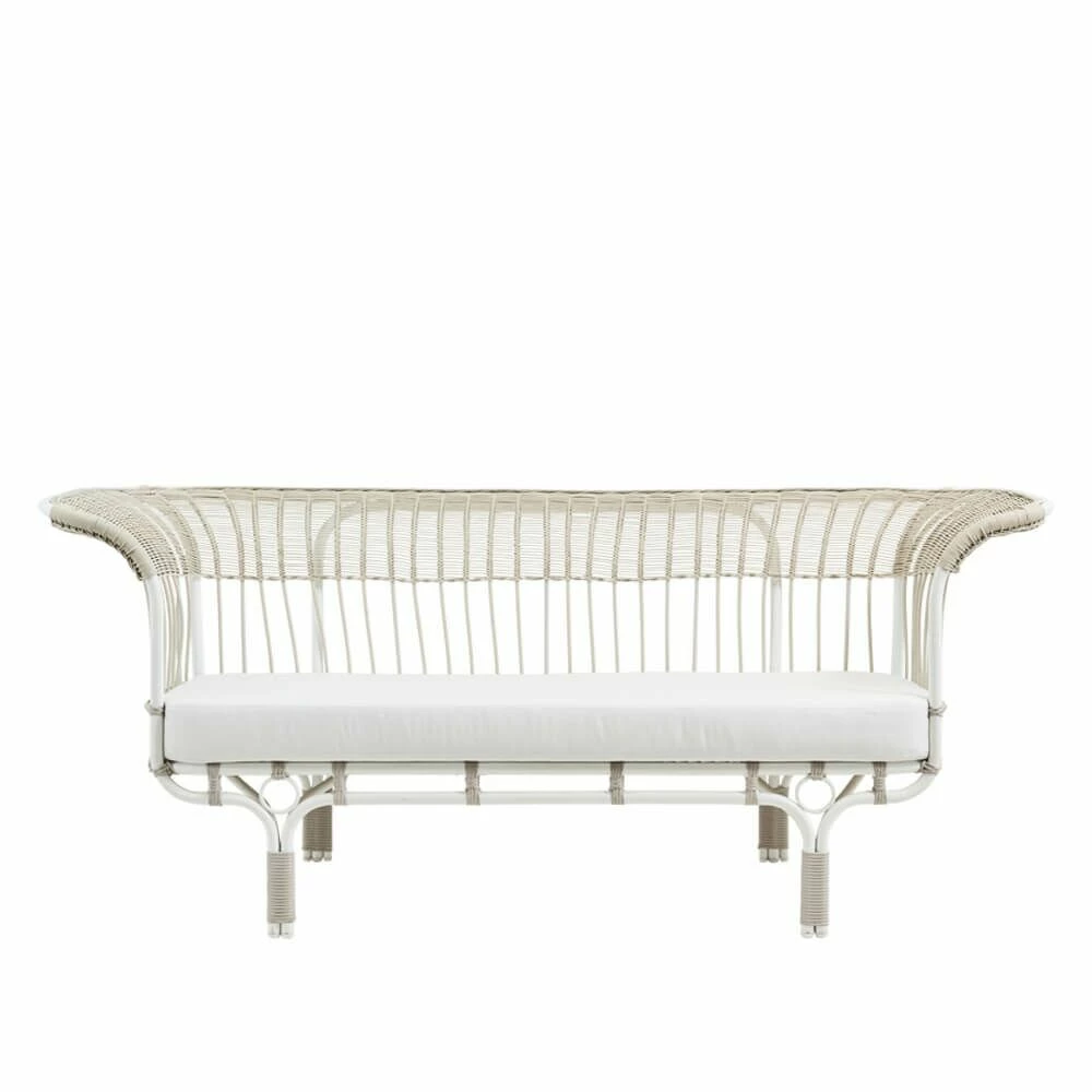 Modernes Weißes Outdoor-Sofa Aus Alu-Rattan - Gartensofa Enna 3 Modernes Weißes Outdoor-Sofa Aus Alu-Rattan - Gartensofa Enna