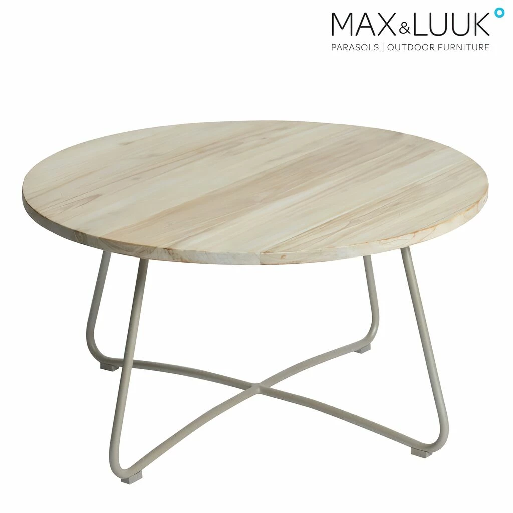 Outdoor Couchtisch Aus Aluminium & Teakholz - 80cm - Rund - Max&Luuk - Lily Loungetisch 3 Outdoor Couchtisch Aus Aluminium & Teakholz - 80cm - Rund - Max&Luuk - Lily Loungetisch