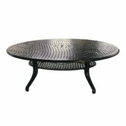 Ovaler XXL Alu Esstisch Mit Schirmloch - Landhaus-Stil - Kings Table