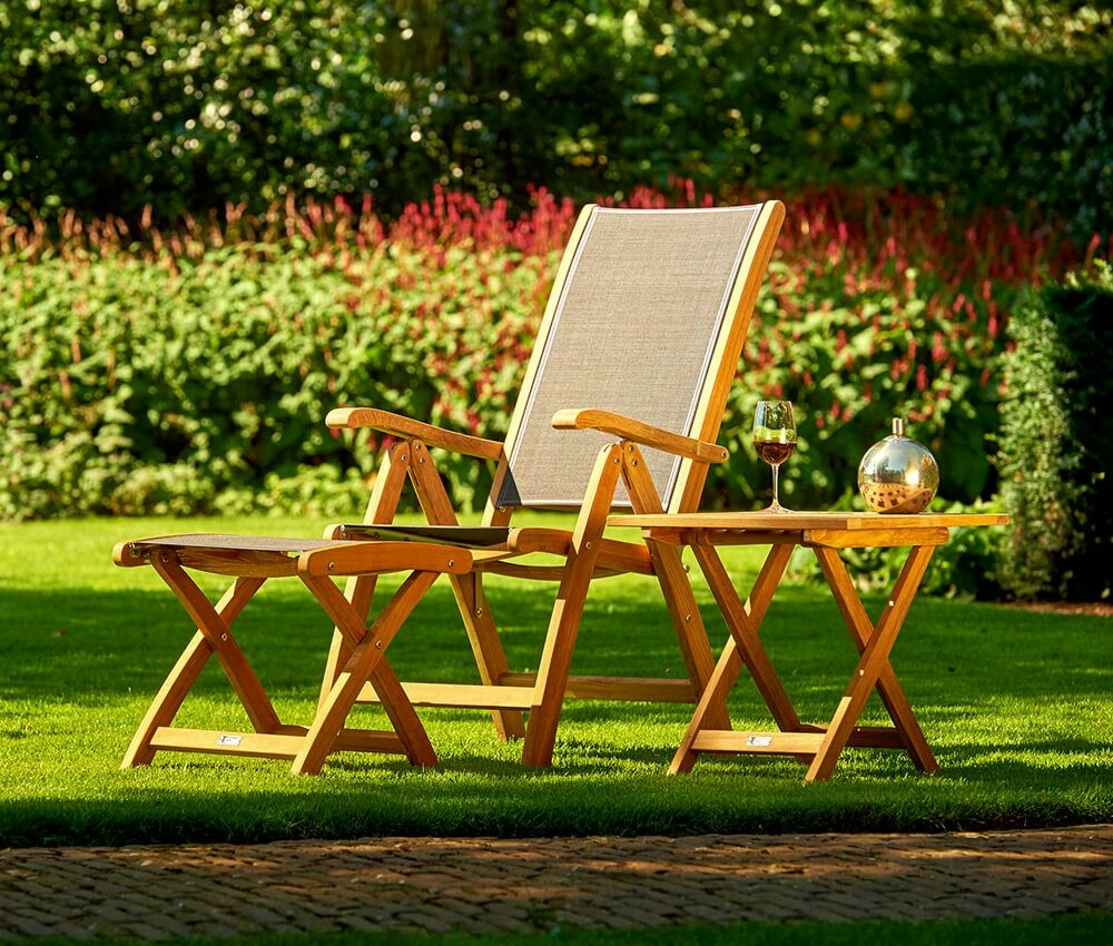 Pflegeleichter Garten Hochlehner Aus Teakholz & Textilene - Harriett Hochlehner 4 Pflegeleichter Garten Hochlehner Aus Teakholz & Textilene - Harriett Hochlehner – Bild 2