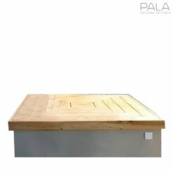 Quadratische Sitzinsel Aus Wetterfestem Beton Und Lärchenholz - Veti