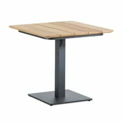 Quadratischer Alu Klapptisch In Anthrazit Mit 80cm Teakholzplatte - Osanimo