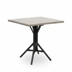 Quadratischer Outdoor Bistrotisch Aus Aluminium Mit Tischplatte In Granit Optik - Kaffeetisch Nordin