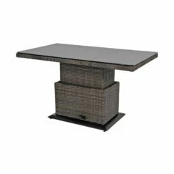 Rattan Gartentisch - Höhenvariabel - Mit Glasplatte - Gartentisch Buri
