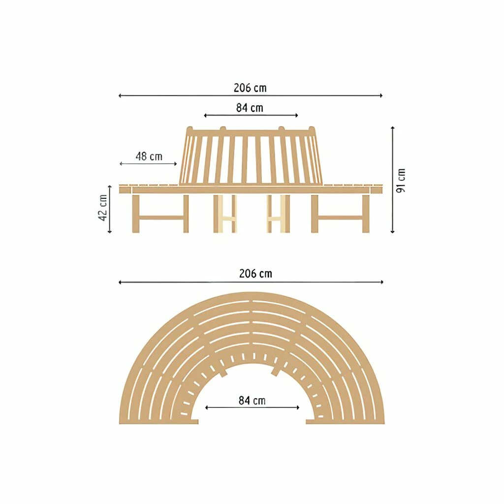 Runde Baum-Bank Aus Teakholz - Modern - Finley Gartenbank 5 Runde Baum-Bank Aus Teakholz - Modern - Finley Gartenbank – Bild 3