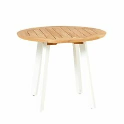 Runder Gartentisch Aus Teakholz & Aluminium Weiß - Modern - Darcey M Gartentisch