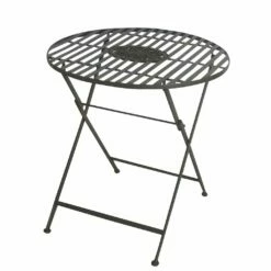 Runder Klapptisch Aus Metall In Antikfarbe - Heramo