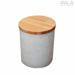 Runder Outdoor Gartenhocker Aus Beton Und Holz - Jaggara