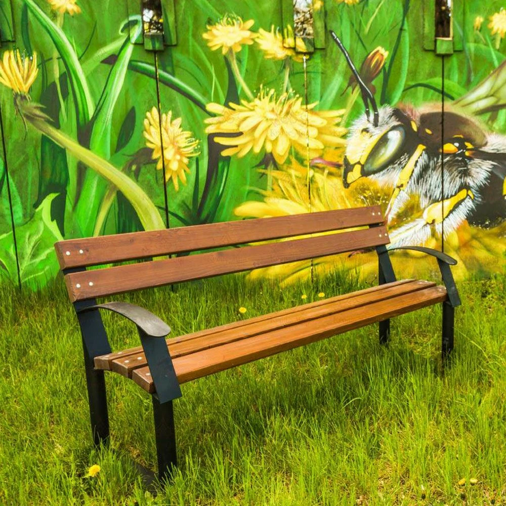 Schlichte Stadtmobiliar Bank Aus Metall Und Holz - Eindride 5 Schlichte Stadtmobiliar Bank Aus Metall Und Holz - Eindride – Bild 3