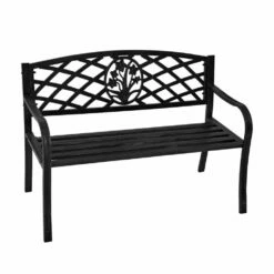 Schwarze Metallbank Mit Floralem Ornament - Gartenbank Jamel