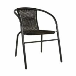 Schwarzer Metallstuhl Stapelbar Für Draußen - Gartenstuhl Nerano