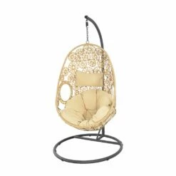 Schwingsessel Mit Polster In Beige - Floral - Schwingsessel Flora