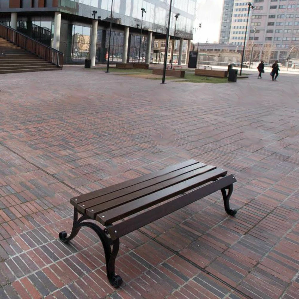 Stadtmobiliar Bank Aus Holz Und Gusseisen - Ohne Rückenlehne - Eldrid 3 Stadtmobiliar Bank Aus Holz Und Gusseisen - Ohne Rückenlehne - Eldrid