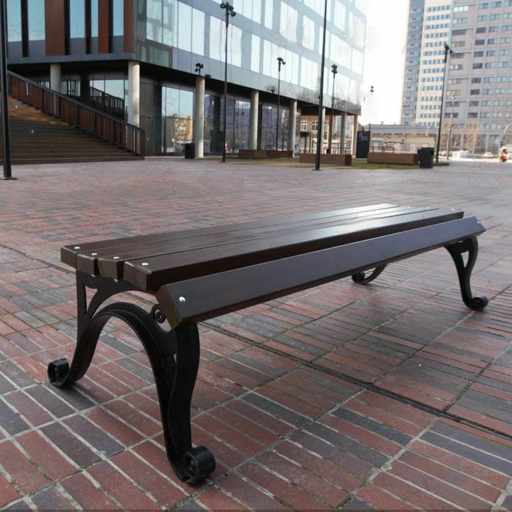 Stadtmobiliar Bank Aus Holz Und Gusseisen - Ohne Rückenlehne - Eldrid 4 Stadtmobiliar Bank Aus Holz Und Gusseisen - Ohne Rückenlehne - Eldrid – Bild 2