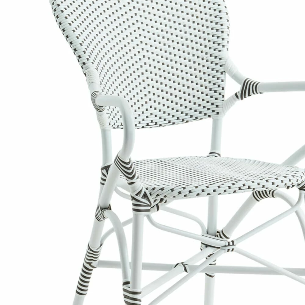 Stapelbarer Gartenstuhl Mit Armlehnen Und Dot Muster In Weiß - Gartensessel Karina 4 Stapelbarer Gartenstuhl Mit Armlehnen Und Dot Muster In Weiß - Gartensessel Karina – Bild 2