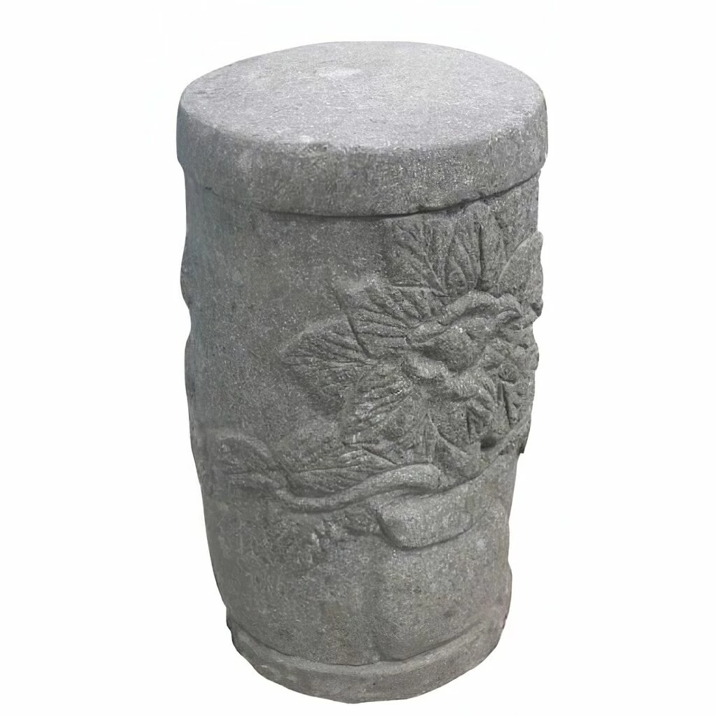 Stein Hocker Oder Säule Mit Blumen Motiv - Asuka 3 Stein Hocker Oder Säule Mit Blumen Motiv - Asuka