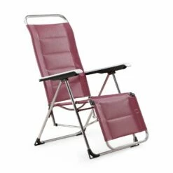 Verstellbarer Liegestuhl Mit Ergotexfläche Und Aluminiumgestell In Rot - Elenora