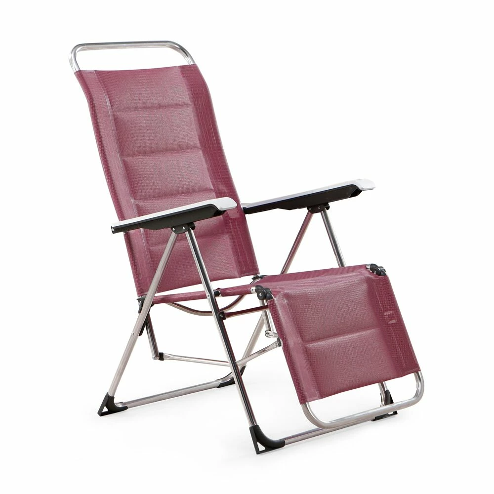 Verstellbarer Liegestuhl Mit Ergotexfläche Und Aluminiumgestell In Rot - Elenora 3 Verstellbarer Liegestuhl Mit Ergotexfläche Und Aluminiumgestell In Rot - Elenora