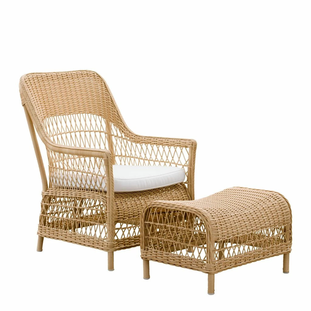 Von Hand Geflochtener Hellbrauner Fußhocker In Rattan Optik - Fußbank Anike 4 Von Hand Geflochtener Hellbrauner Fußhocker In Rattan Optik - Fußbank Anike – Bild 2