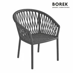 Wetterfester Borek Gartenstuhl Mit Aluminiumgestell In Anthrazit - Majinto Gartenstuhl