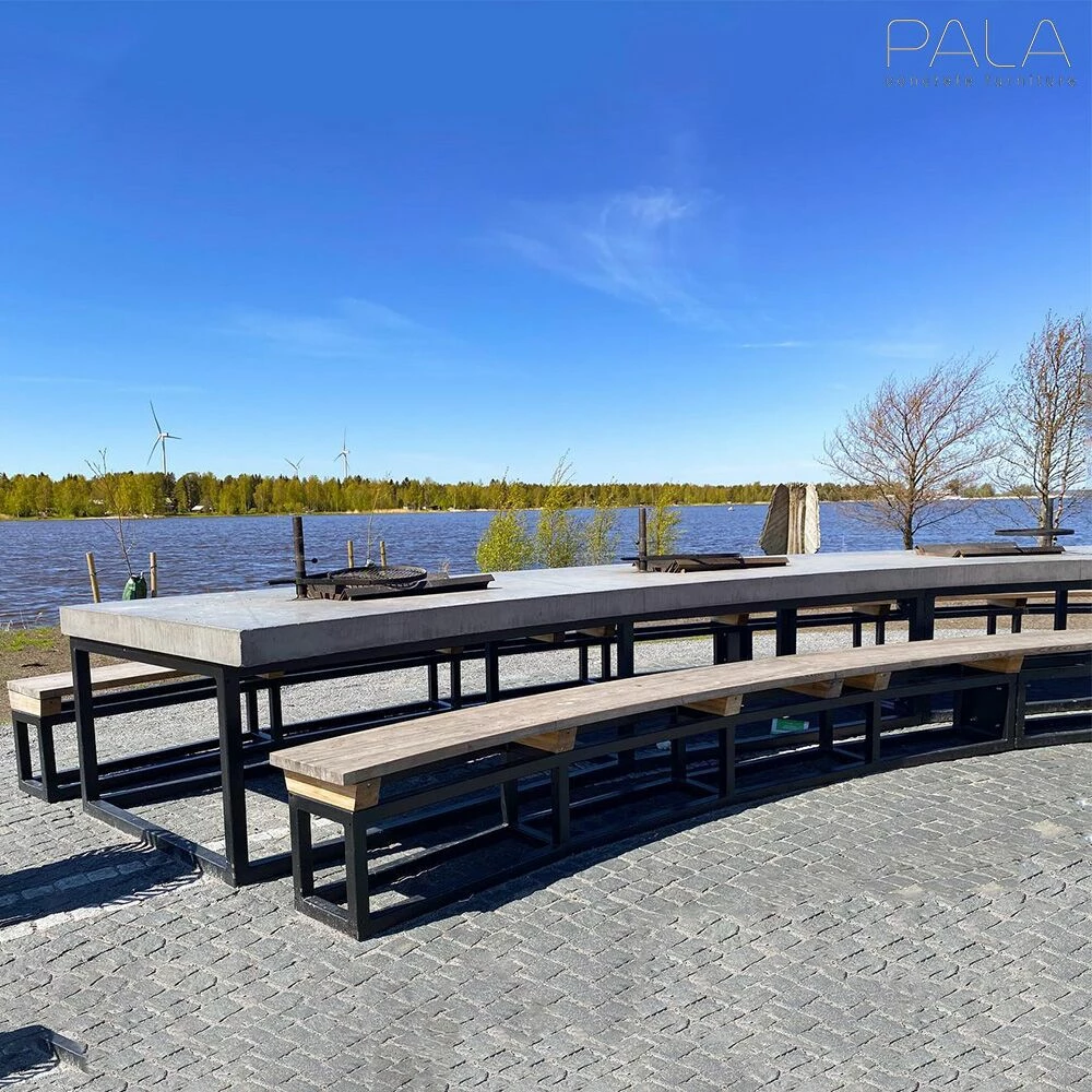 Wetterfester Outdoor Tisch Aus Beton & Metall Mit Barbecue Stellen Für Den Park - Kokkola 4 Wetterfester Outdoor Tisch Aus Beton & Metall Mit Barbecue Stellen Für Den Park - Kokkola – Bild 2