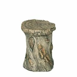 Wetterfester Sitzhocker Im Baumstamm Design Aus Steinguss - Vaia