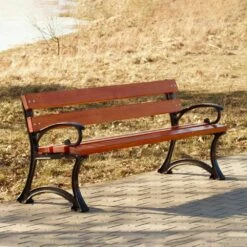 Zeitlose Parkbank Aus Holz Und Gusseisen Mit Lehnen - Silla